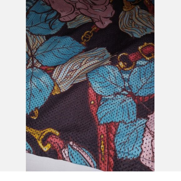 NWT Mens CROOKS & CASTLES Gym Shorts 3XL Pink Roses Turquoise Elastic Waist - Picture 9 of 14